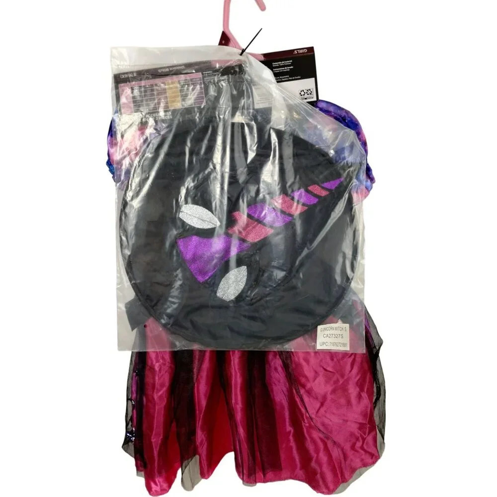 Celebrate! Girls S (6/6X) Unicorn Witch Dress and Hat Halloween Costume
